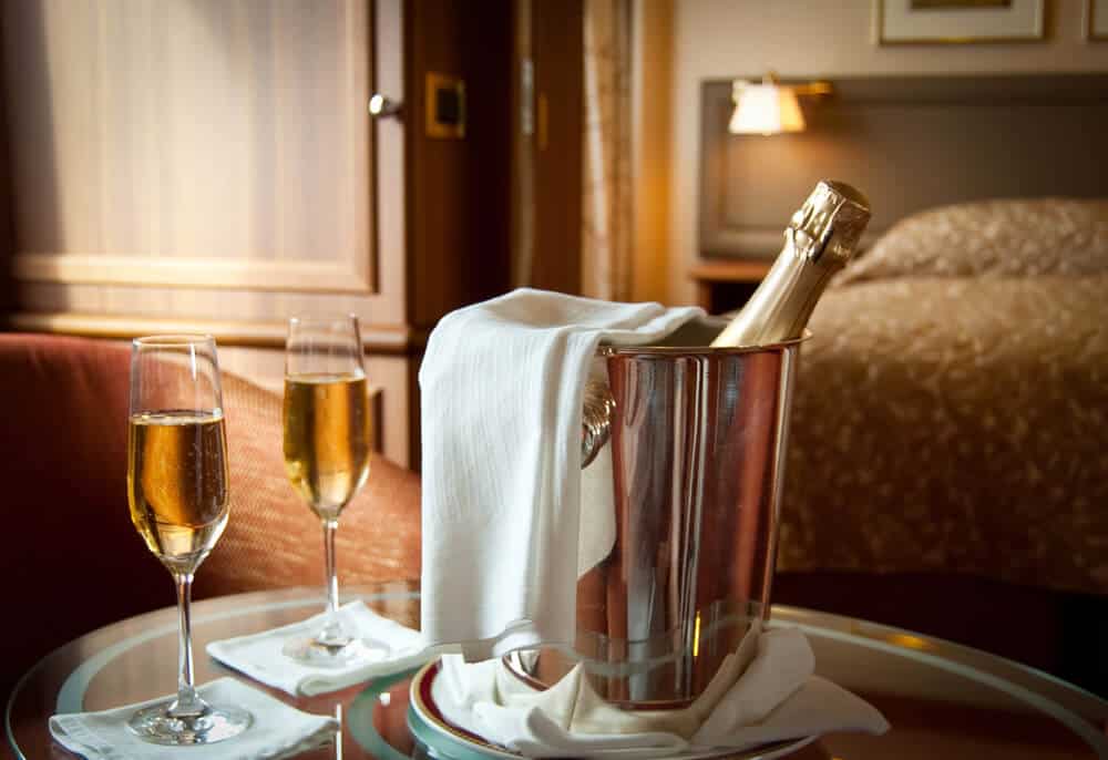 Cold champagne room service is available at the best luxury hotels