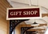 Gift shops sign hanging from the ceiling for shopping Souvenirs In Iceland