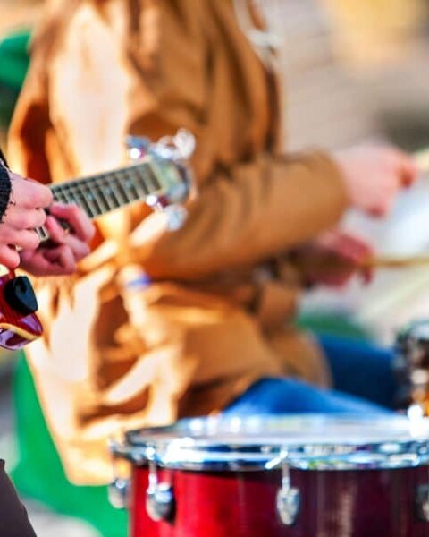 Rocks band like Kaleo playing outdoors