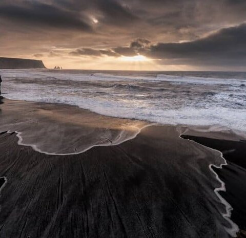 Reynisfjara is a well known black sand beach in Vik