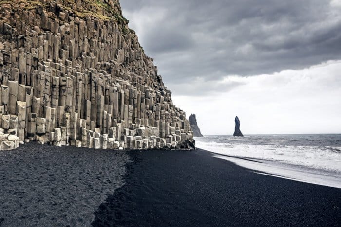Vik black beach with the basalt colums wall