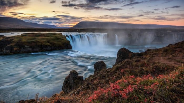Godafoss waterfall in north Iceland is definitely a must do in Iceland