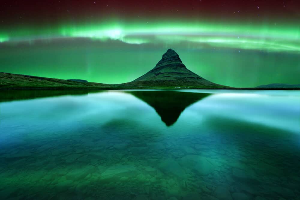 Iceland's Northern Lights with Kirkjufell mountain