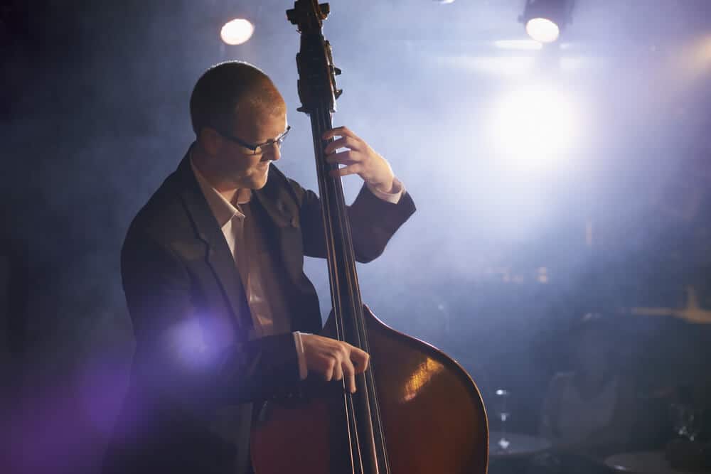 double bass player at the Reykjavik Jazz Festival stage