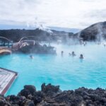 Bathers in Iceland's spectacular Blue Lagoon