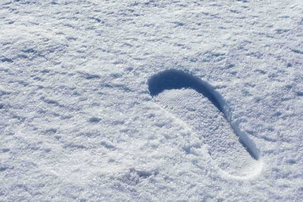 Footprints in the snow of the mischievous Yule Lads