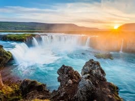 Godafoss waterfall in Iceland has an interesting history