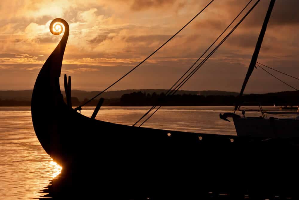 Viking ship in the sunset