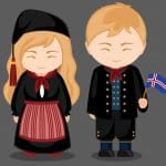 Couple of Icelanders in the traditional costume