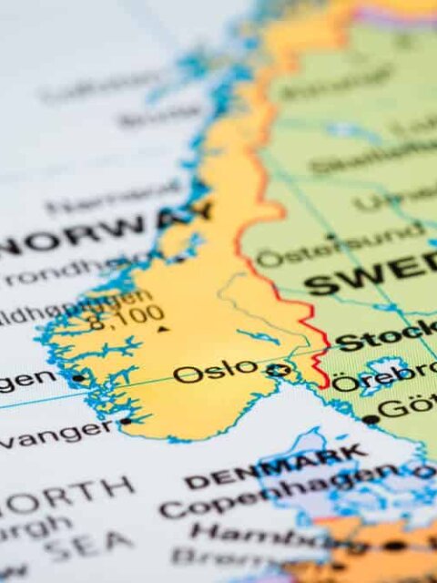 Map of Scandinavia with Norway, Sweden and Denmark. Is Iceland Scandinavian?