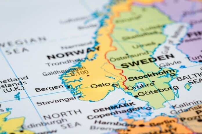 Map of Scandinavia with Norway, Sweden and Denmark. Is Iceland Scandinavian?
