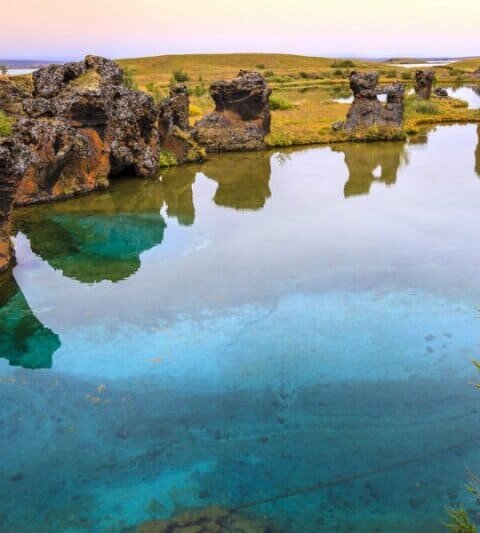 Lake Mývatn and Jarðböðin Nature Baths are popular in this zone