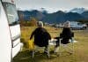A couple enjoying breakfast during their Iceland campervan road trip