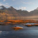 Vestrahorn mountain in Iceland in November autumn