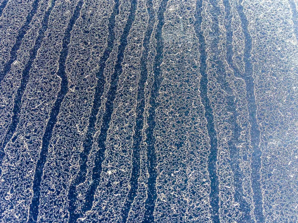 Windshield aftermath of an ash storm in Iceland. Hope they got SAAP insurance