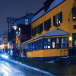 Laugavegur street during a storm in Iceland