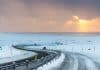 Beautiful winter sunset with Iceland driving tips