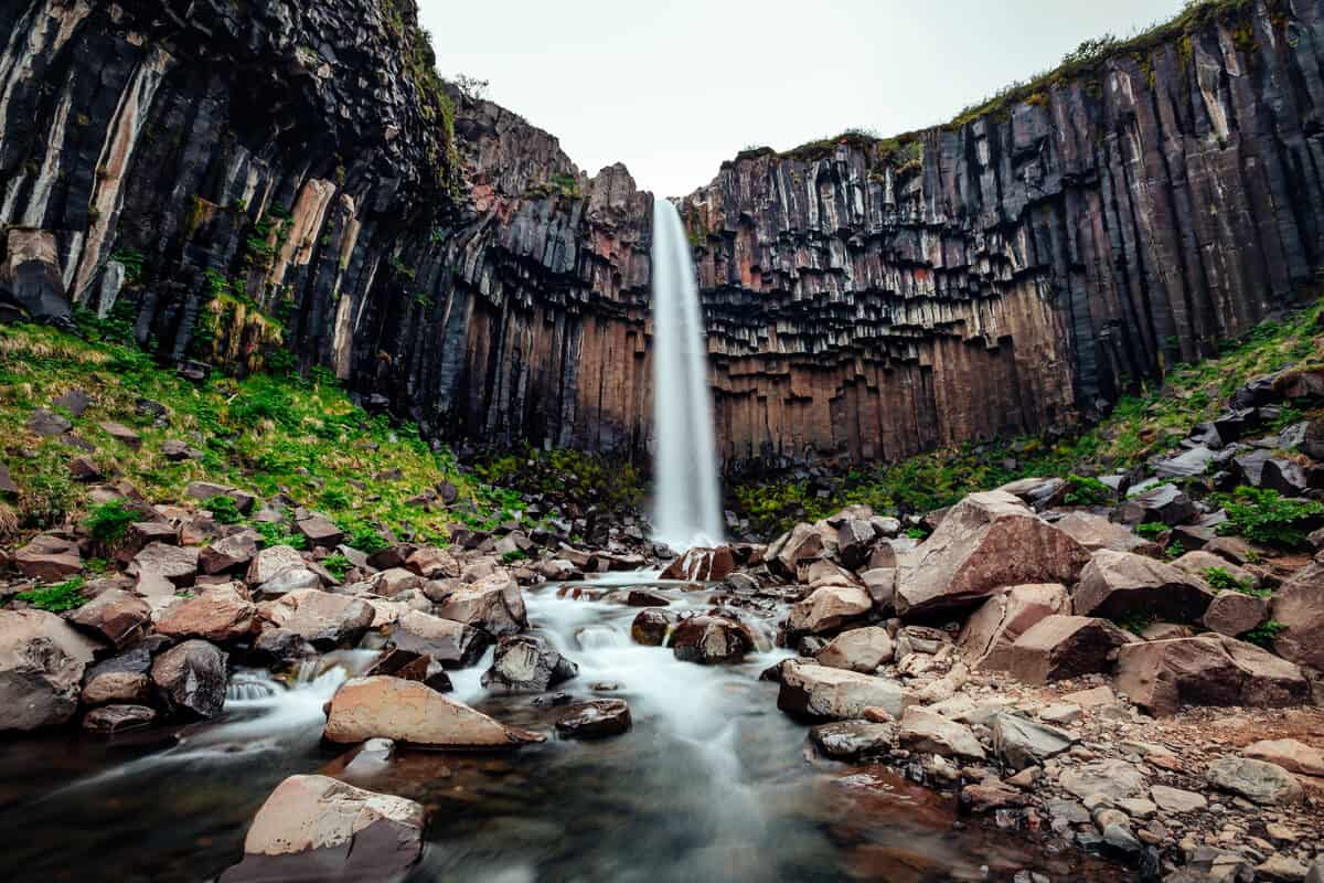 Svartifoss Black Waterfall In Iceland