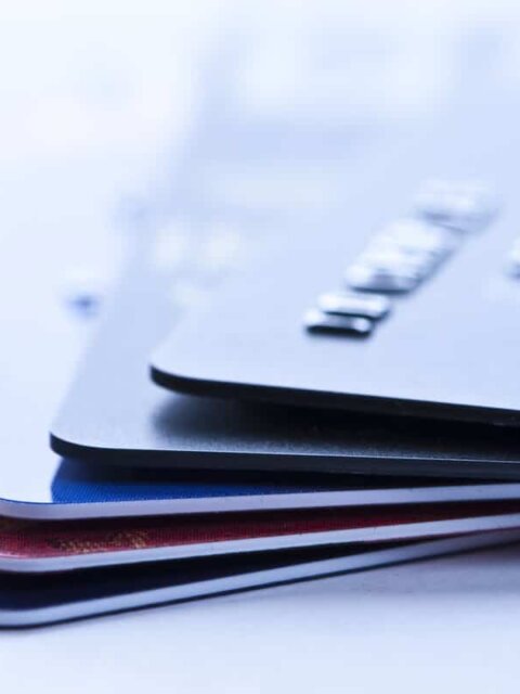 Stack of debit and credit cards in Iceland