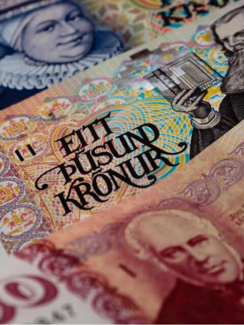 Iceland currency bills and banknotes