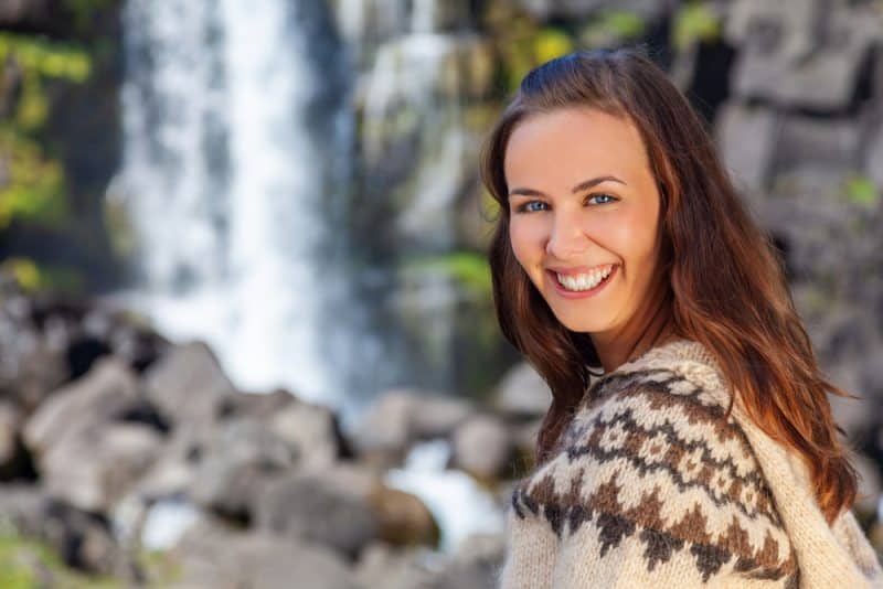 Icelandic Woman wearing a typical pull